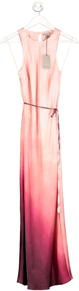 River Island Pink Belted Ombre Slip Midi Dress BNWT UK 8