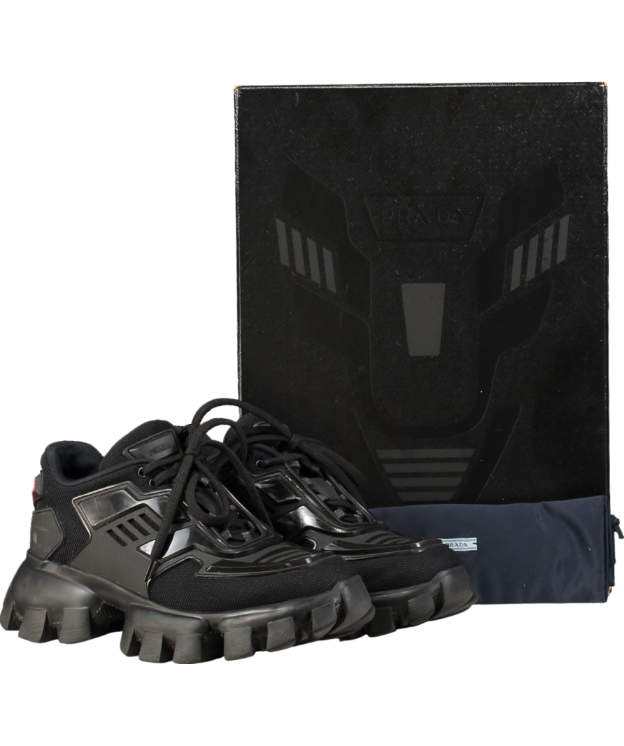 Prada Black Cloudbust Thunder Knit Fabric Trainers UK EU