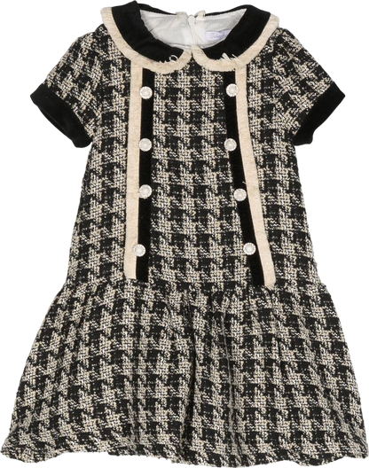 Patachou Black Houndstooth Tweed Dress With Pearl Buttons Bnwt 5 Years