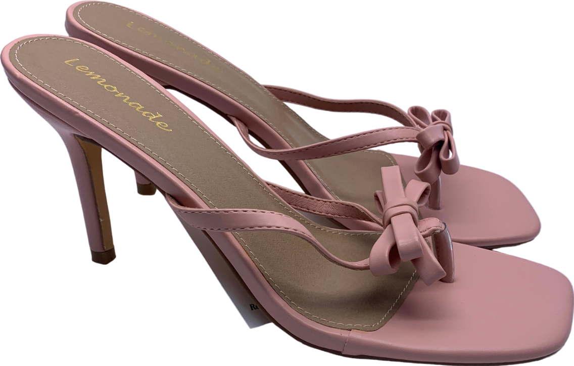 Lemonade Pink Bow Detail Heeled Sandals UK 6 EU 39 👠