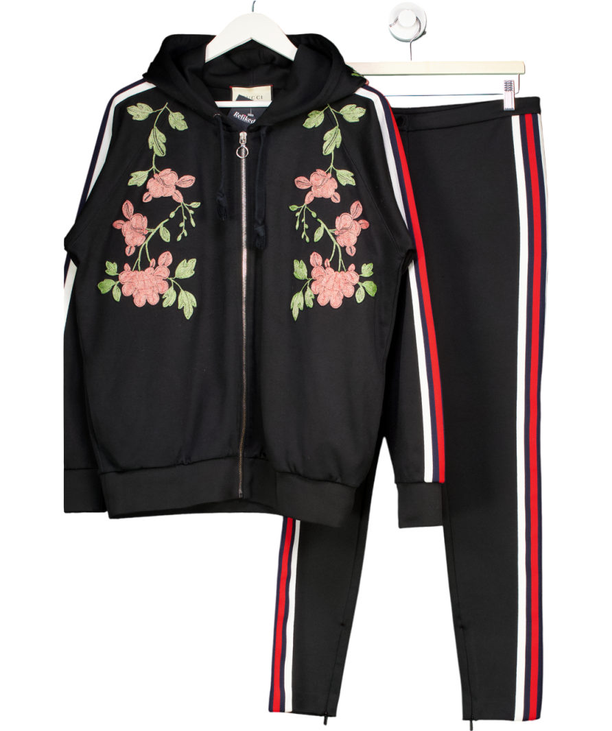 Gucci Black Embroidered Floral Tracksuit UK M/L – Reliked