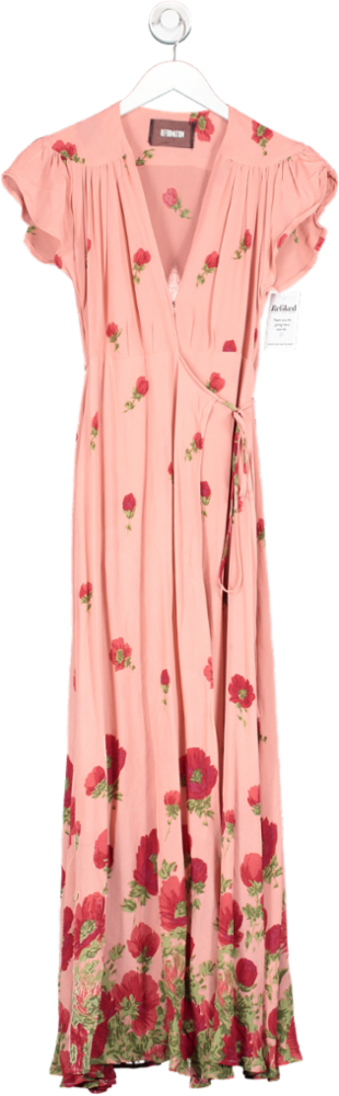 Reformation Pink Floral Print Wrap Maxi Dress UK XS/S