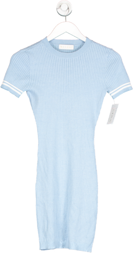 Meshki Blue Ribbed Short Sleeve Mini Dress UK S