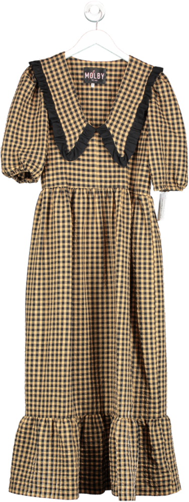 Molby The Label Bertie Dress In Brown Check UK 8