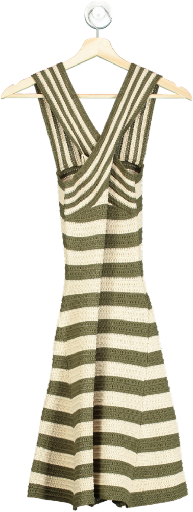Karen Millen Green and White Striped Knit Dress UK XS Reliked