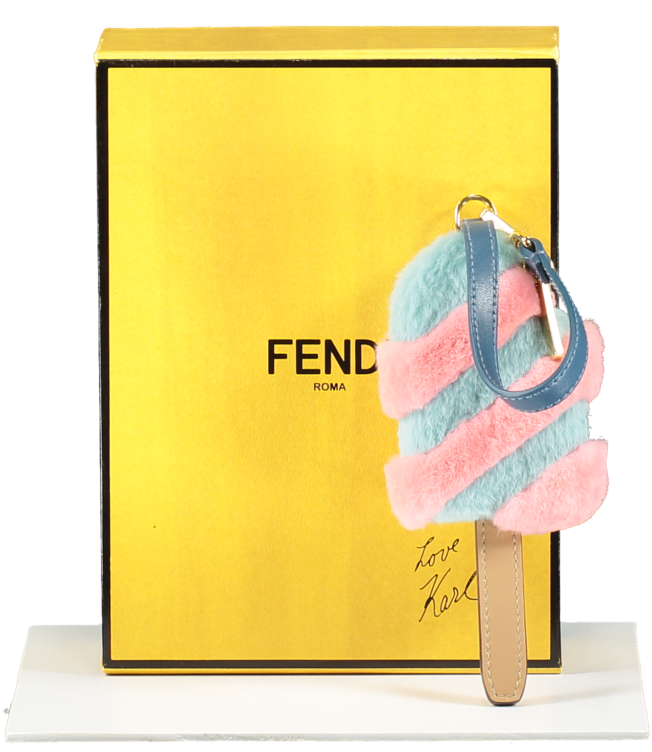 Fendi Pink / Blue Ice Cream Mink Fur Bag Charm In F141i Macar One Size