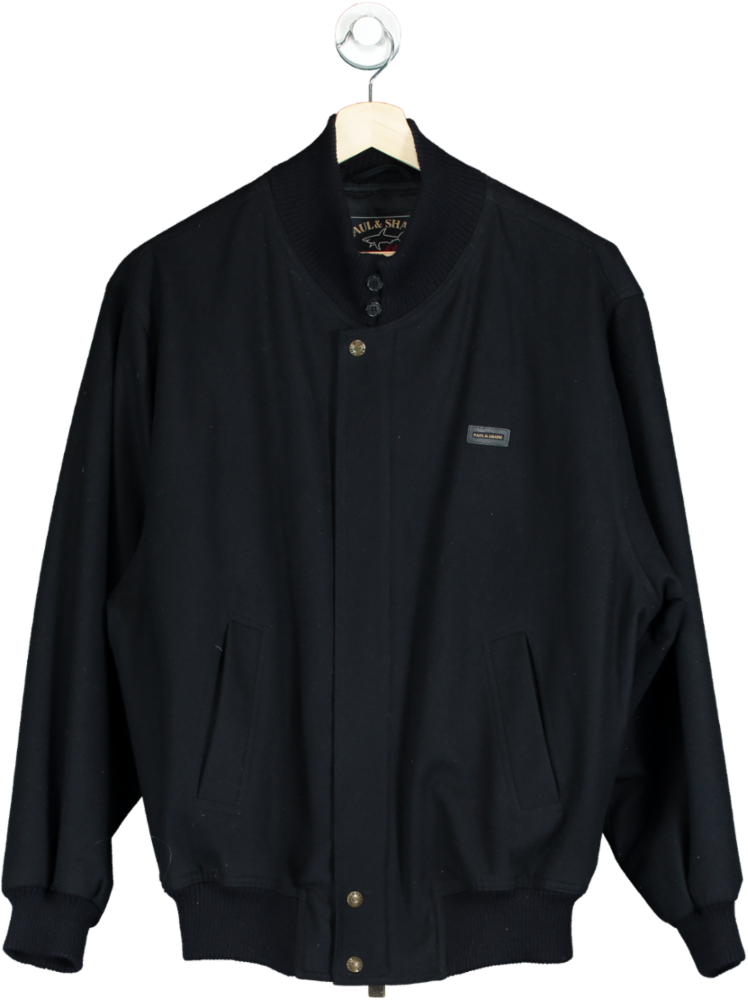 Paul Shark Black Wool Blend Bomber Jacket UK XL Reliked