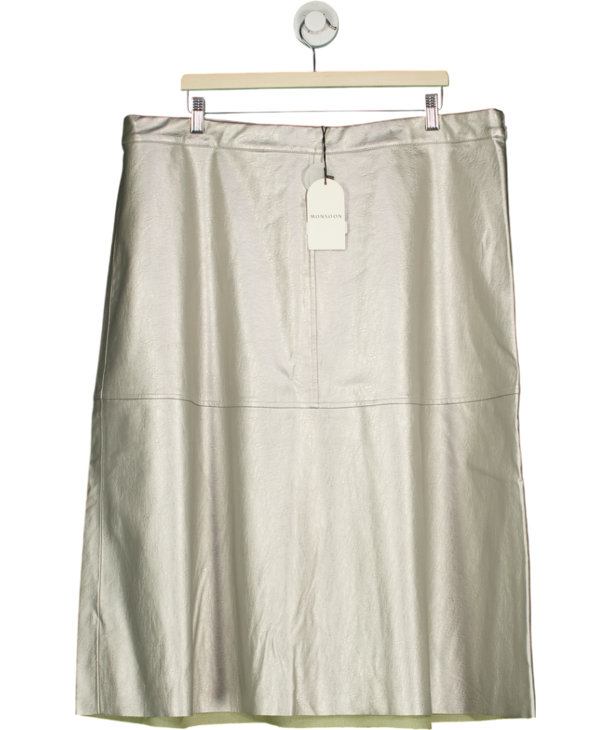 Monsoon Metallic Pippa Faux Leather Midi Skirt UK 22 – Reliked