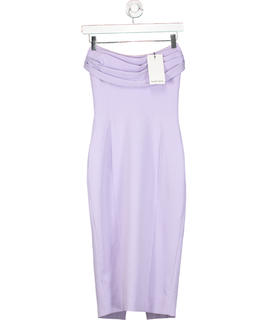 lavish alice midi dress Lavish Alice Purple Strapless Midi Dress UK 6