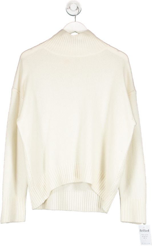 Lily Silk Cream Turtleneck Relaxed-fit Cashmere Sweater UK M