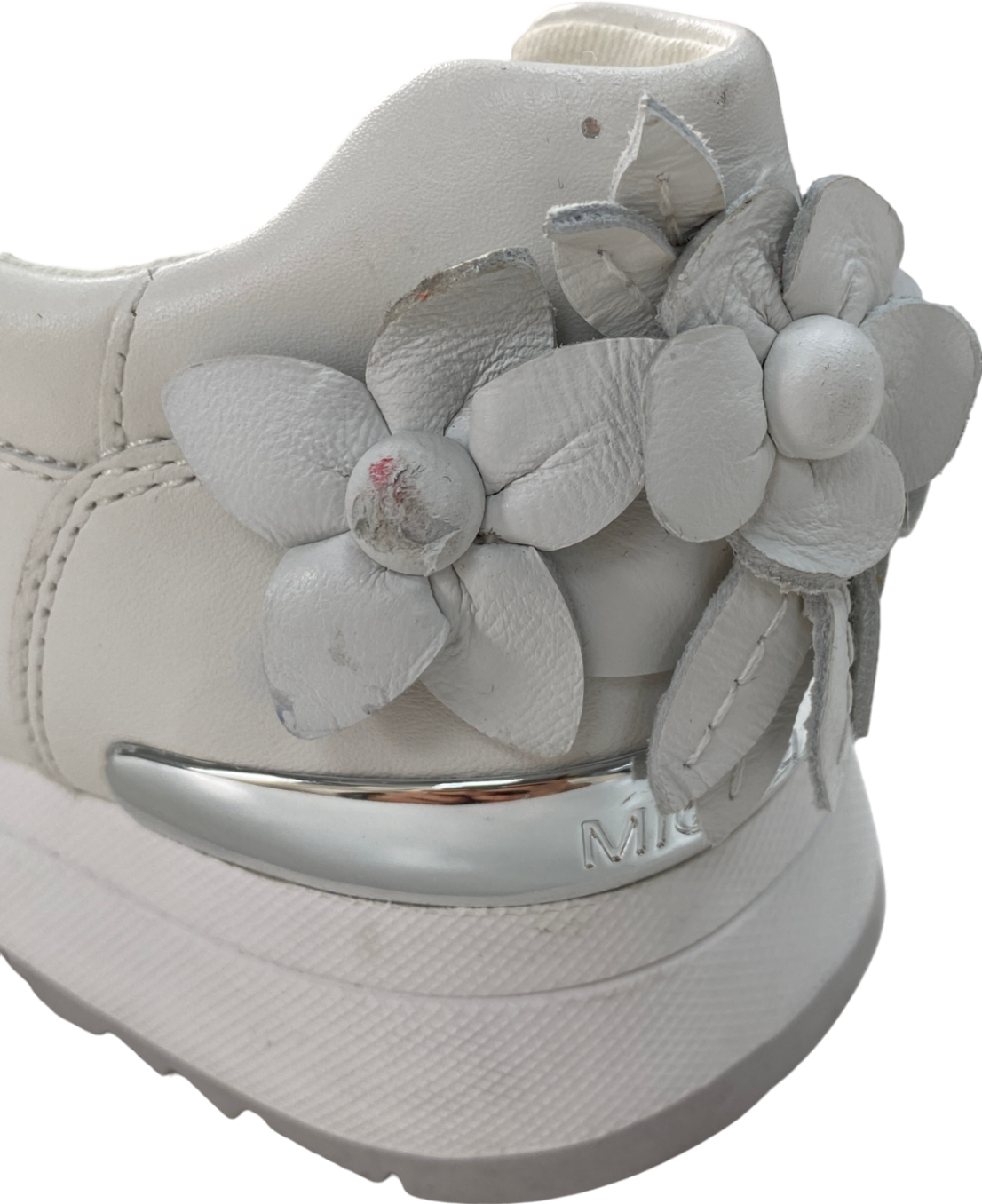 Michael Kors White Allie Floral Appliqué Leather Trainers UK 3.5 EU 36.5 👠