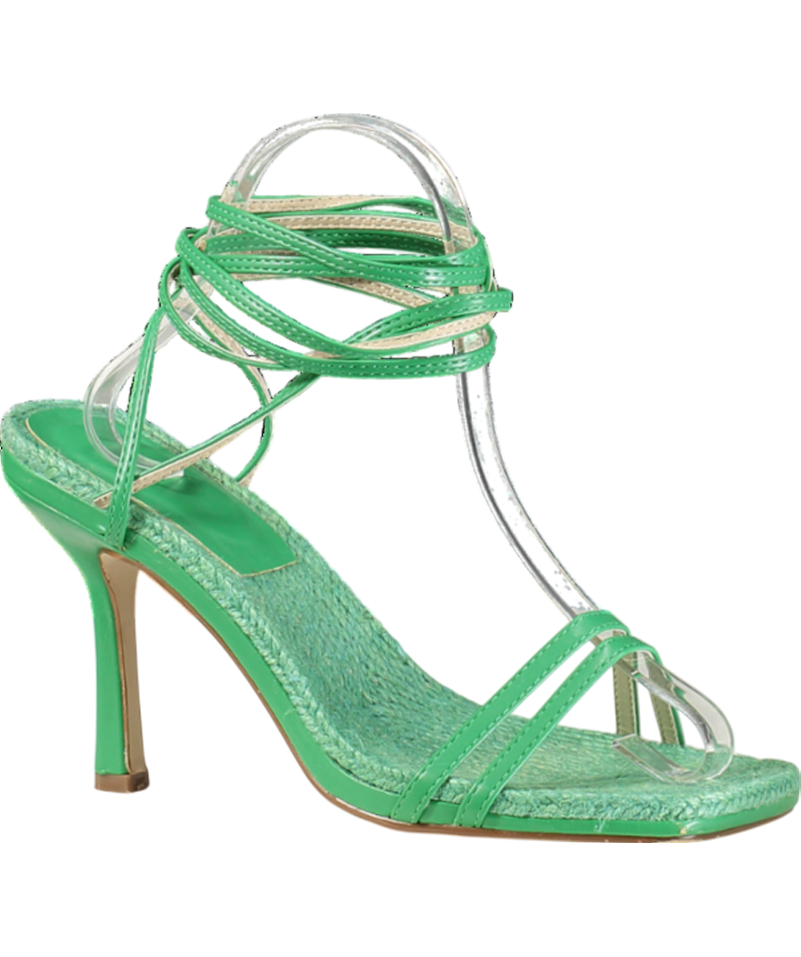 Missguided Green Straw Lace Up Heels UK EU 38 👠– Reliked