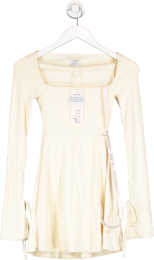 Oh Polly Cream Amryn Long Sleeve Mini Dress UK 4