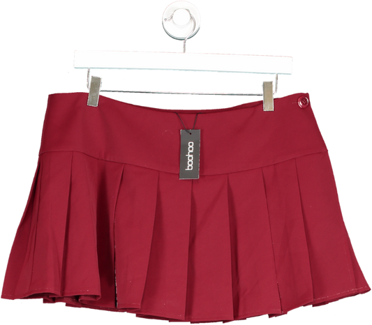 boohoo Red Pleated Micro Mini Skirt UK 14
