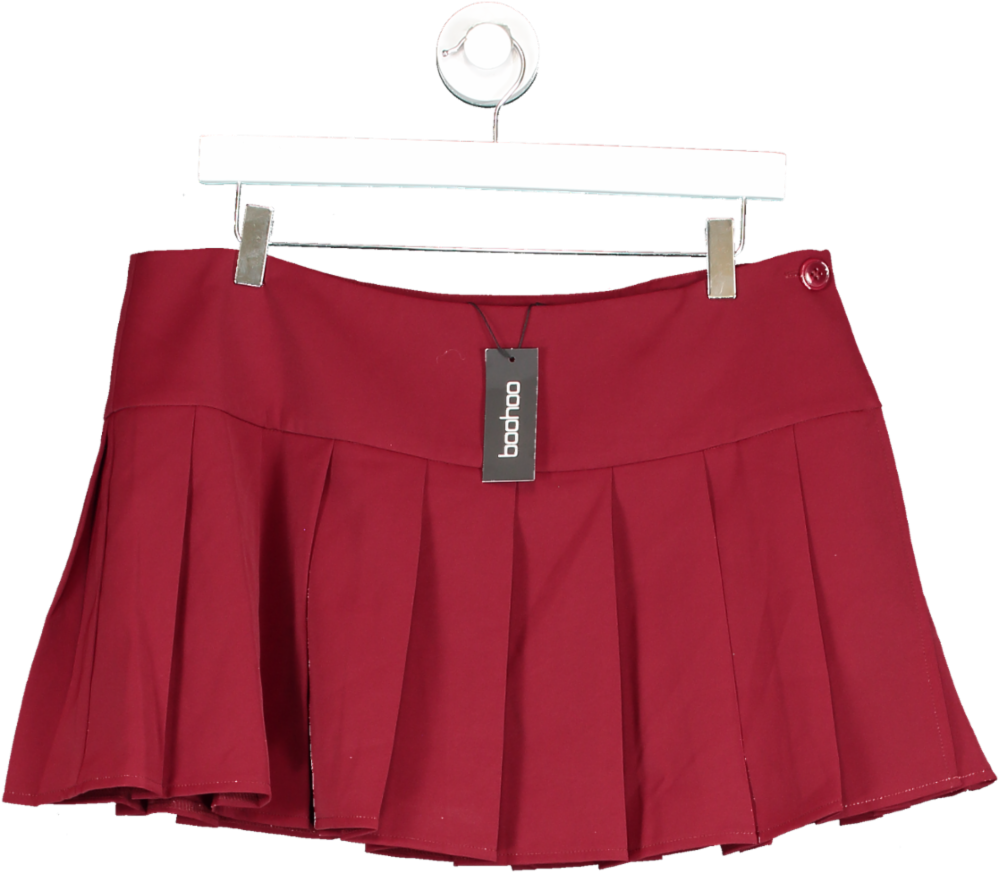 boohoo Red Pleated Micro Mini Skirt UK 14