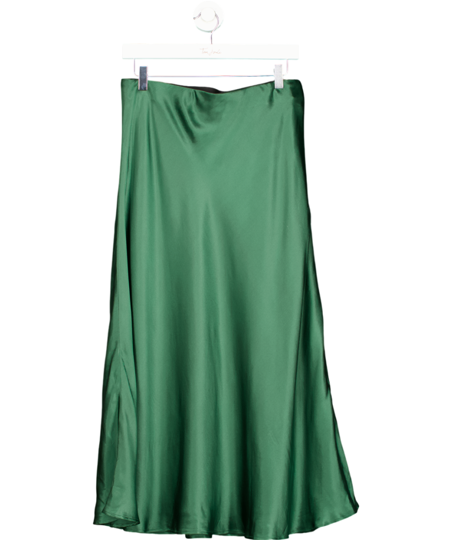 Really Wild Green Satin Midi Skirt UK 12 – Reliked