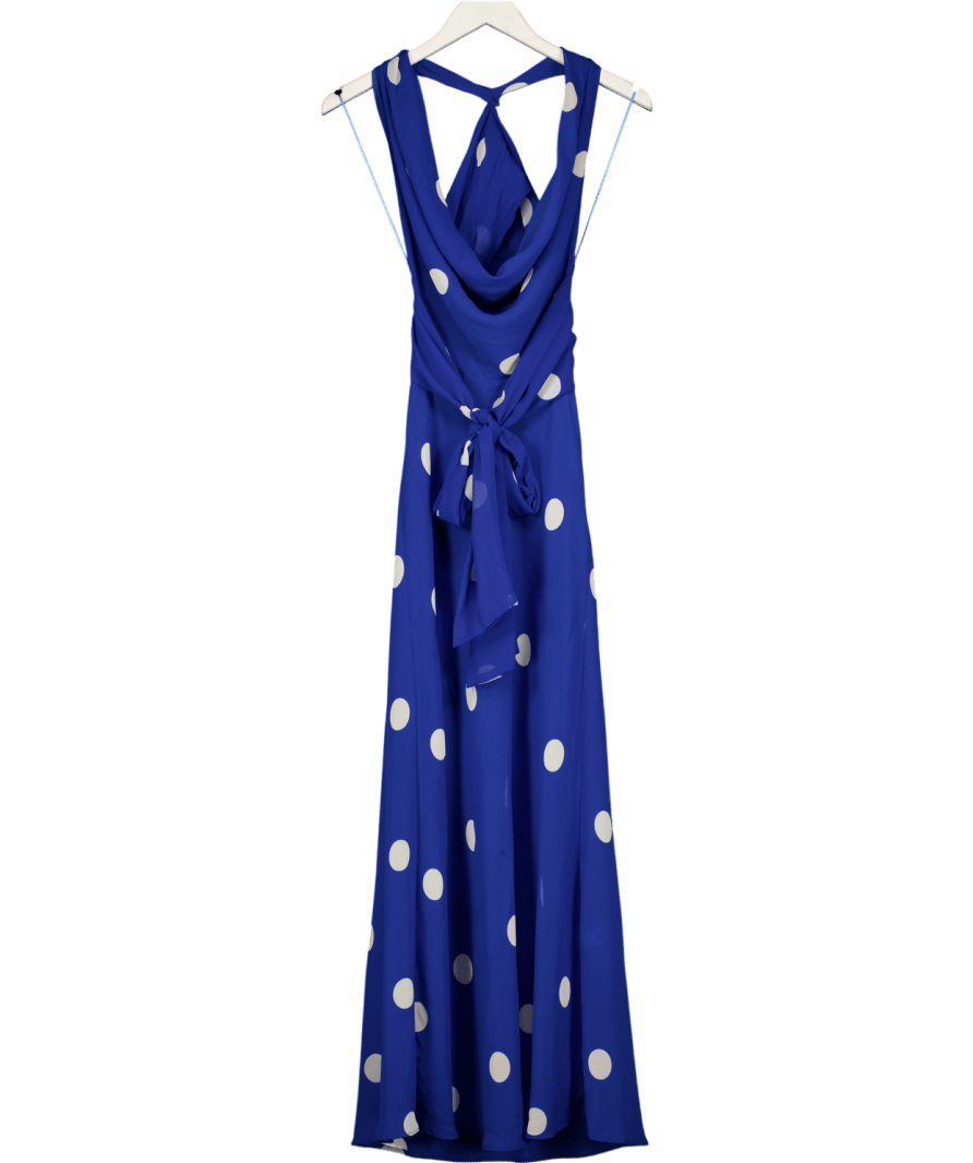 ZARA Blue Polka Dot Printed Midi Dress UK XS - Reliked ZARA Blue Polka Dot Printed Midi Dress UK XS - Reliked