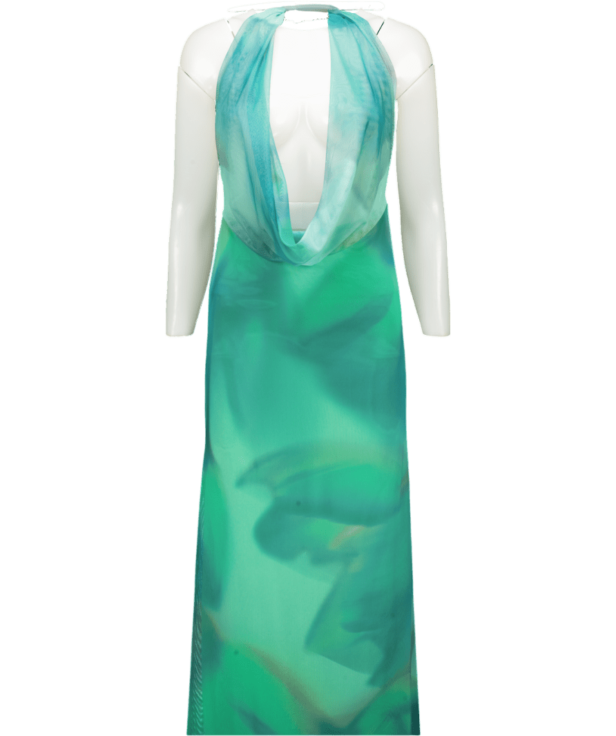 ZARA Blue Printed Tulle Maxi Dress UK S