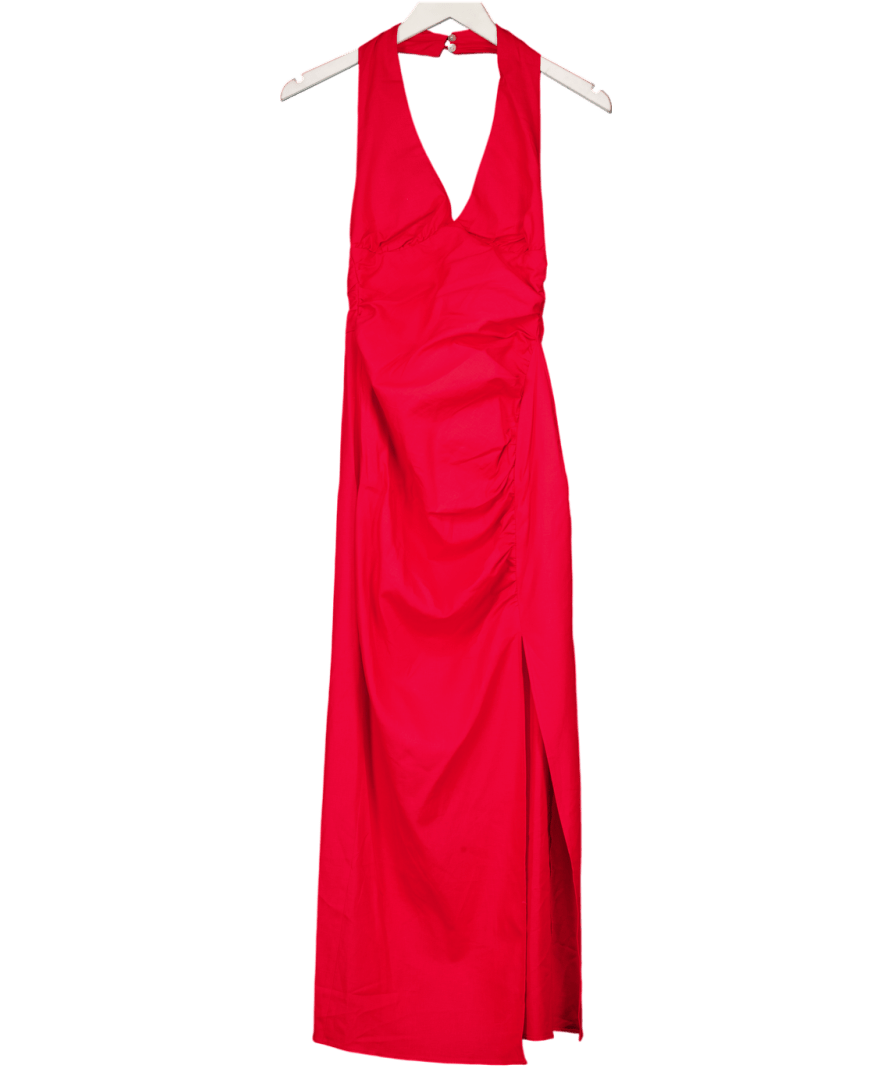 formal halter dress ZARA Red Halterneck Midi Dress UK S