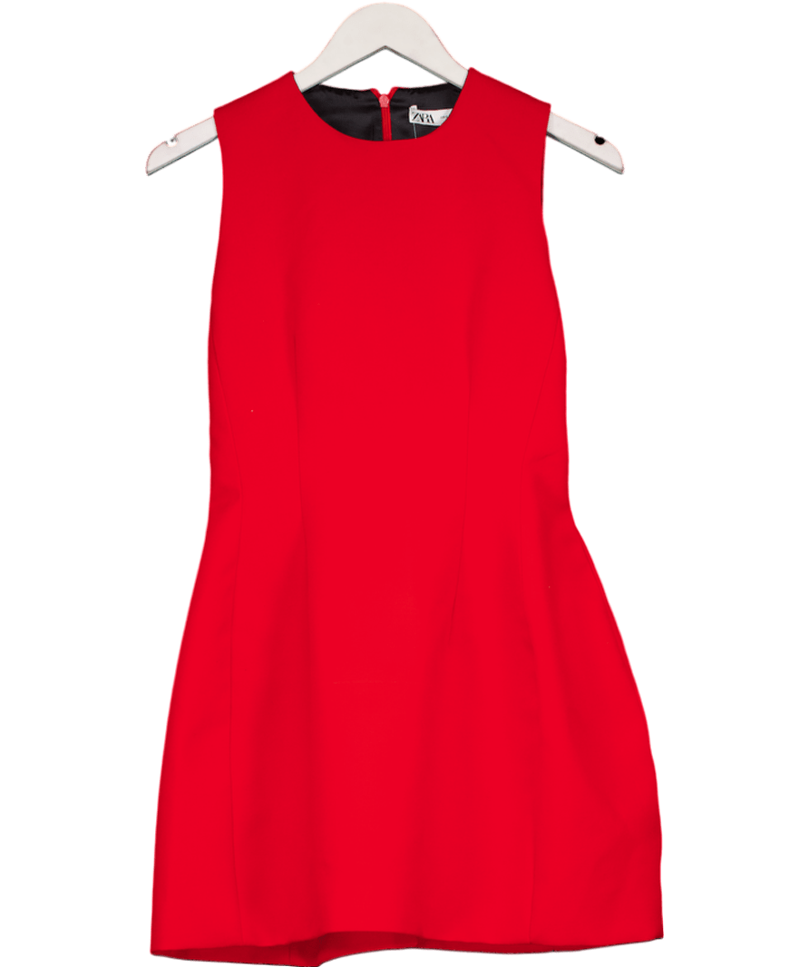 ZARA Red Sculptural Voluminous Skirt Dress UK S