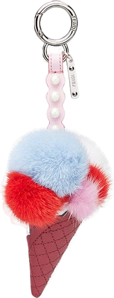 Fendi Multicoloured Mink Fur Ice Cream Cone Bag Charm / Key Ring One Size