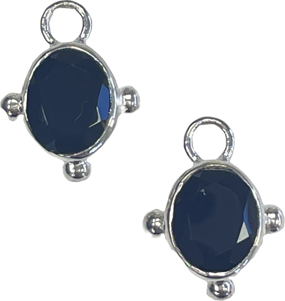 Heavenly London Black Silver /black Onyx Oval Detachable Drops For Huggies/hoop Earrings