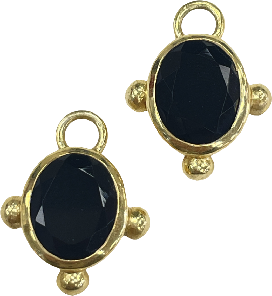 Heavenly London Gold / Black Onyx Oval Detachable Drops For Huggies/hoop Earrings