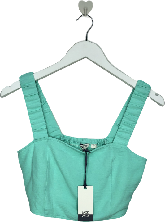 Jack wills Green Ruched Strap Crop Top- Teal UK S