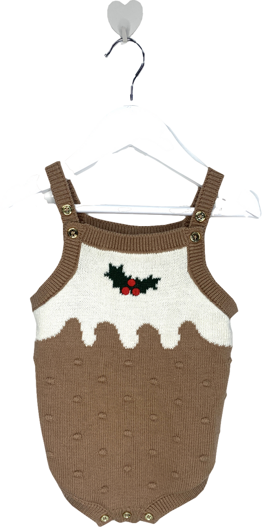 River Island Beige Christmas Pudding Knit Romper 9-12 Months