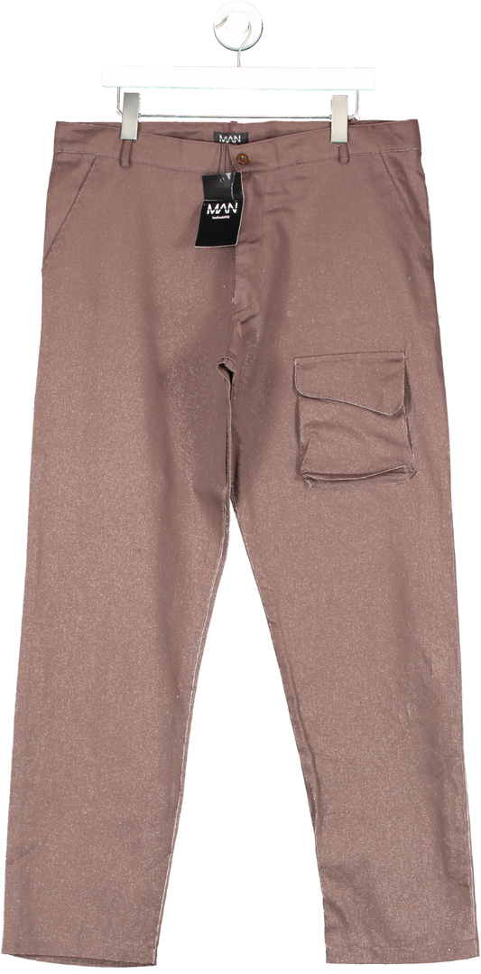 boohooMan Brown Official Relaxed Fit Trouser  BNWT W34