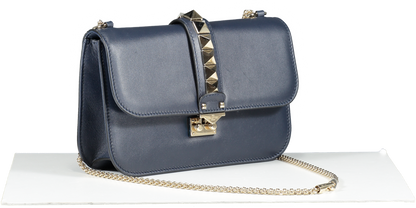 Valentino Garavani Blue Medium Rockstud Glam Lock Flap Bag