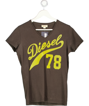 DIESEL Grey 78 Flock Logo T-shirt UK S