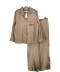 THE WHITE COMPANY Dark Truffle Beige 100% Silk Pyjama Set UK L