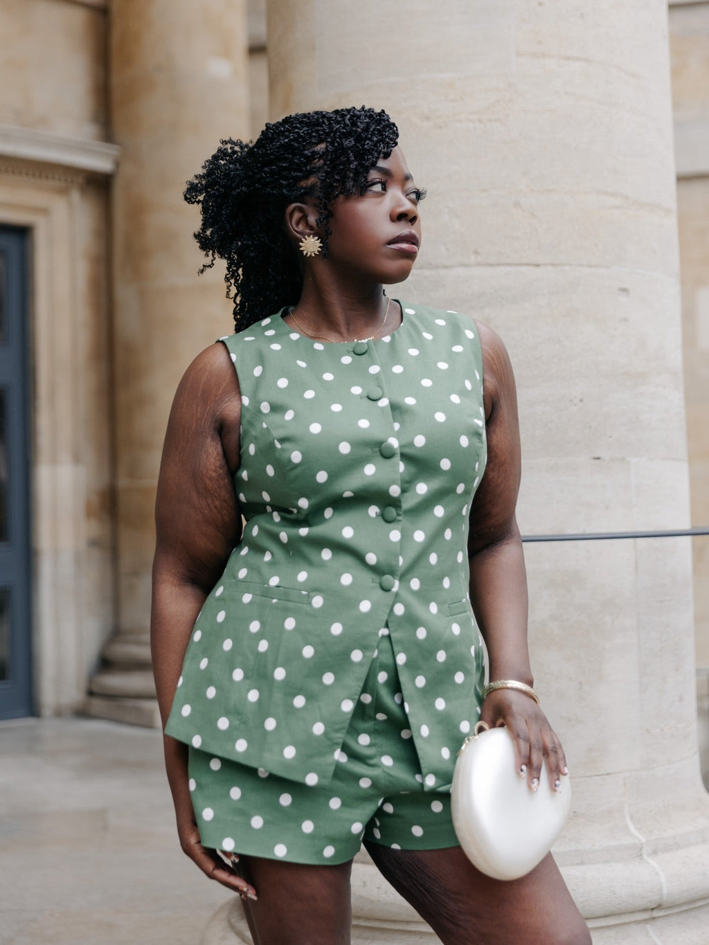 NOBODY'S CHILD Green Polka Dot Longline Tailored Waistcoat UK 16