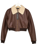 WHITE FOX For The People Pu Bomber Jacket Chocolate Brown UK S/M