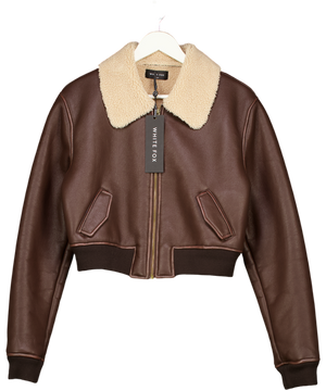 WHITE FOX For The People Pu Bomber Jacket Chocolate Brown UK S/M