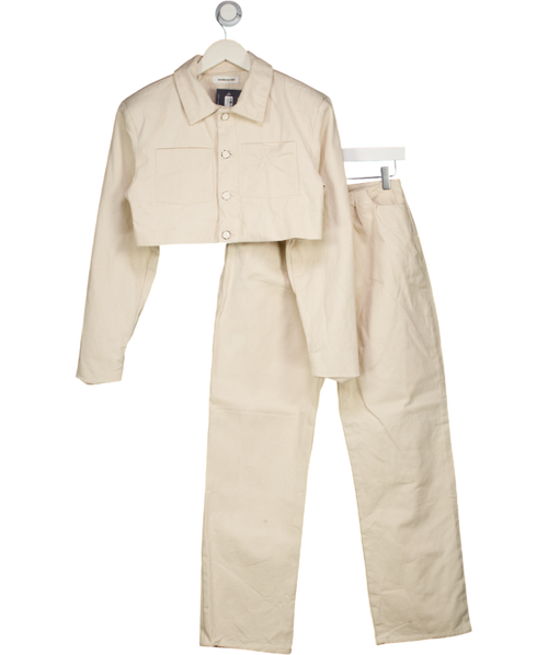 maniere de voir Cream Cropped Ercu Denim Jacket And Straight Leg Trouser Set UK 8