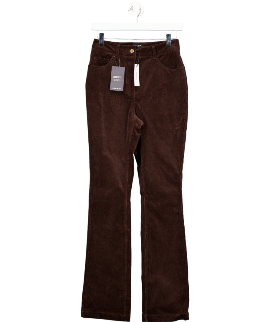 Karen Millen Chocolate Brown Stretch Cord Kickflare Jeans UK 6