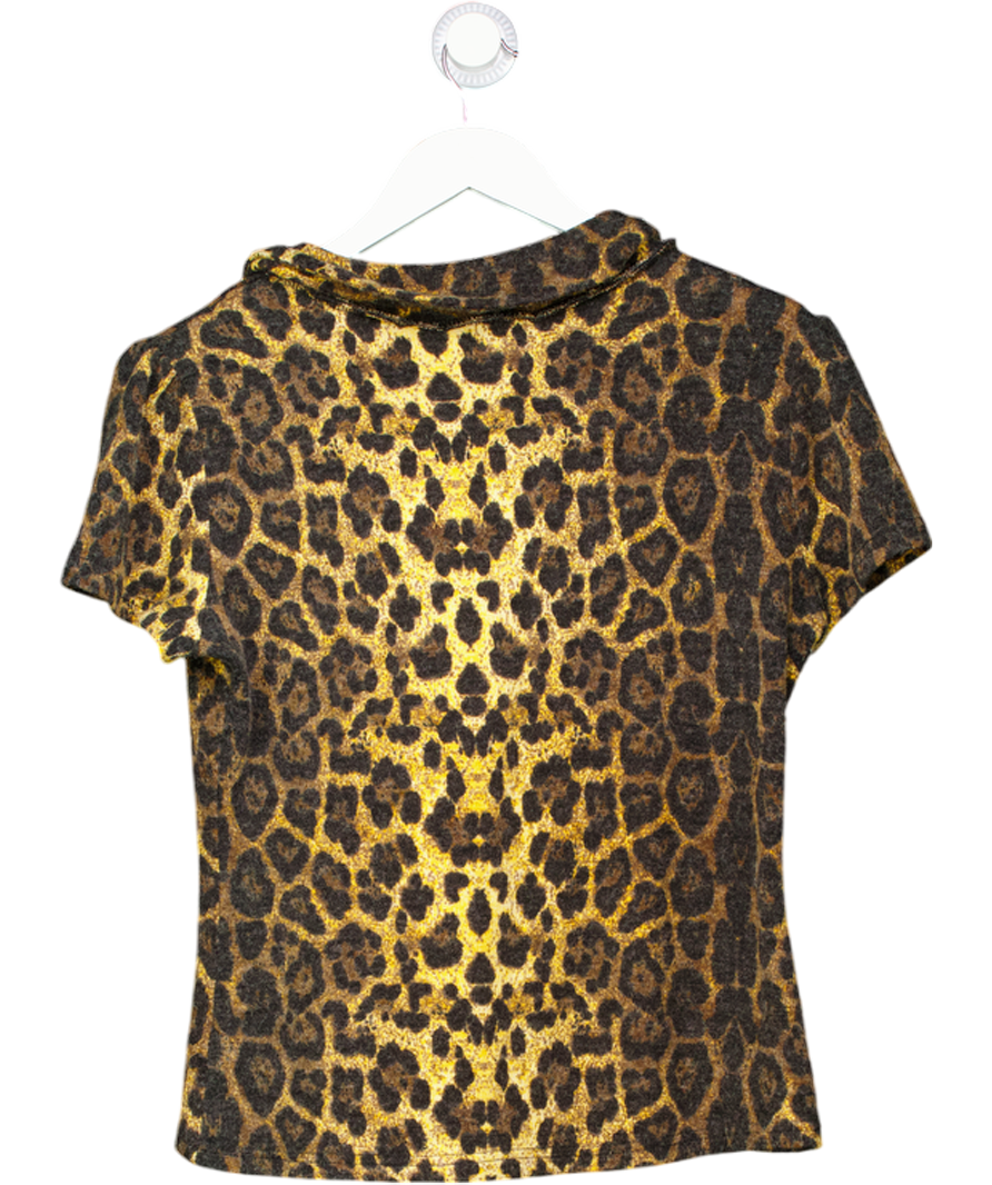 Collectif London Brown Leopard Short Sleeved Knit Bow T-shirt UK XXL