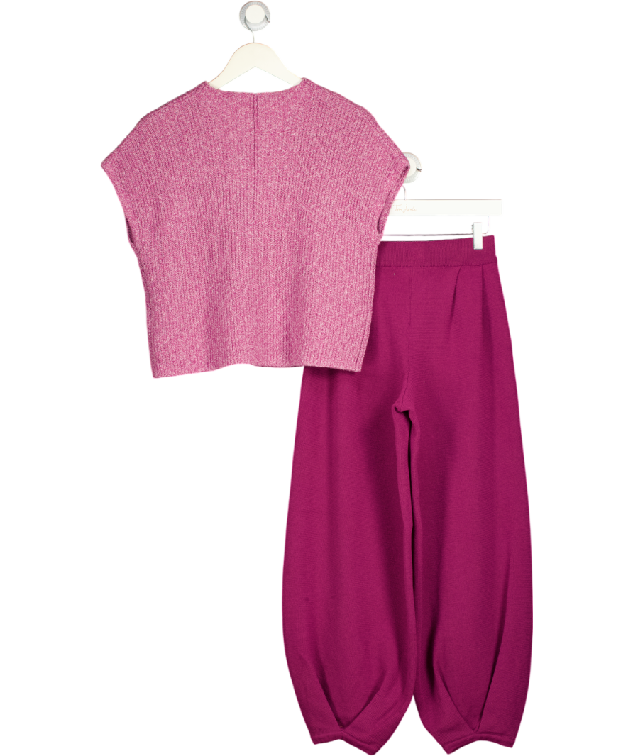 FREE PEOPLE 2-piece Raspberry Pink Freya Knit Loungewear UK S