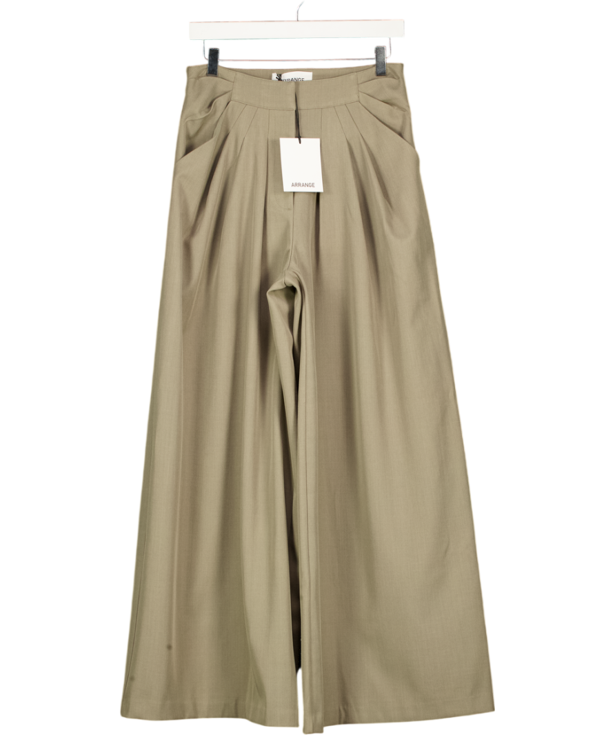 ARRANGE Green Draped Tailored Wide Leg Trouser In Green/grey UK 10