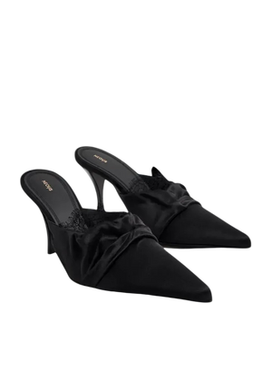 Neous Naledi Black Peekaboo Lace Trim 85mm Mules UK 6 EU 39