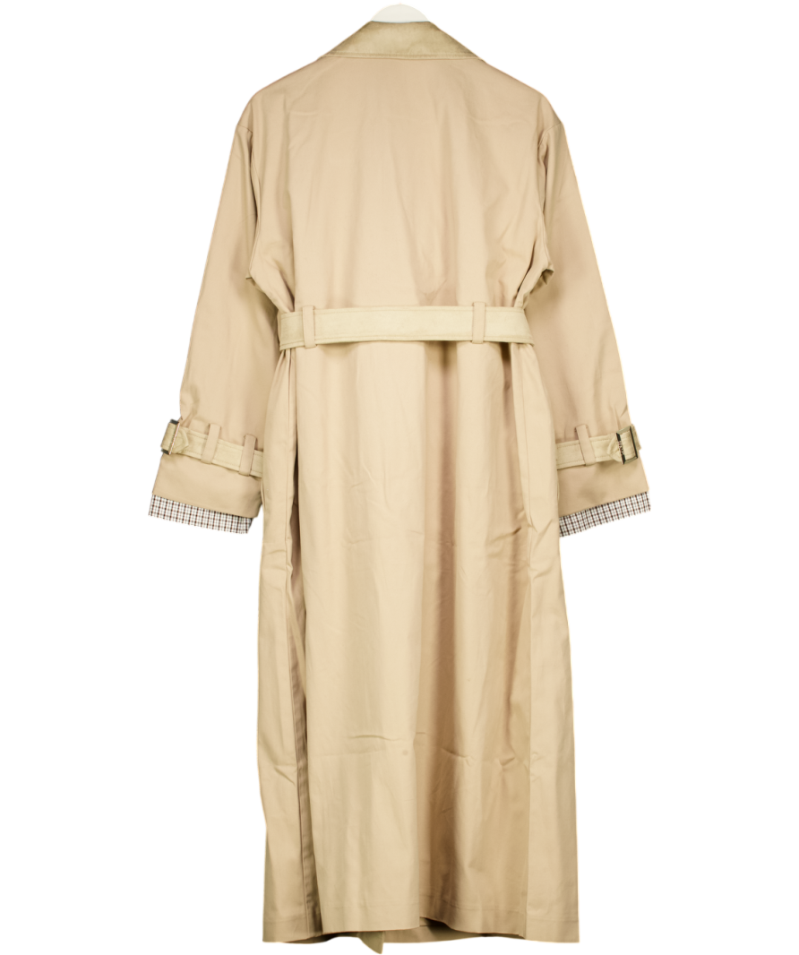 LOUNGE Beige Suedette Trim Trench Coat UK 10