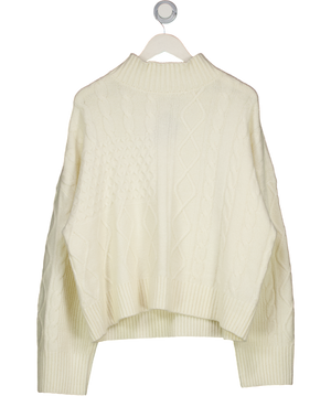 Abercrombie & Fitch Cream Easy Cable-knit Mockneck Sweater UK XL