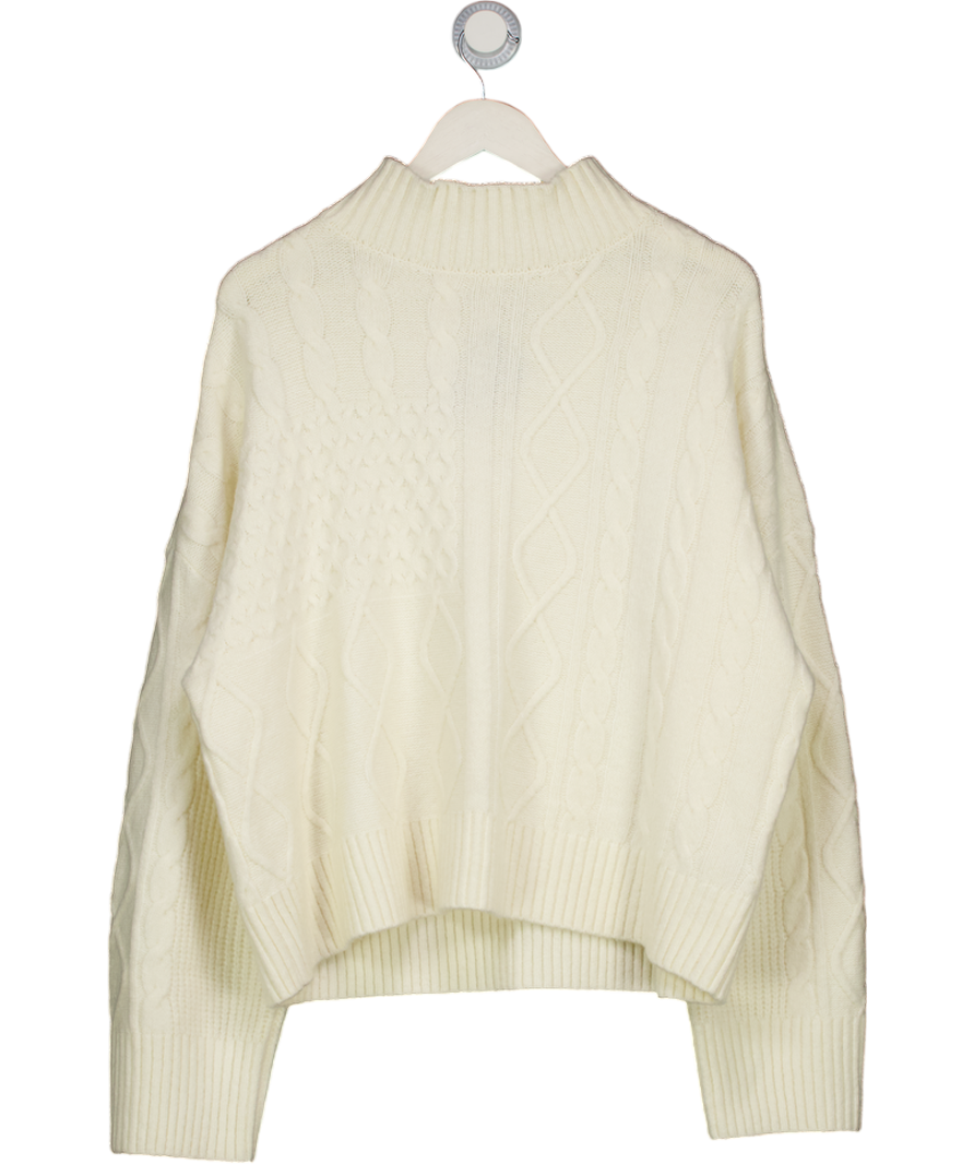 Abercrombie & Fitch Cream Easy Cable-knit Mockneck Sweater UK XL