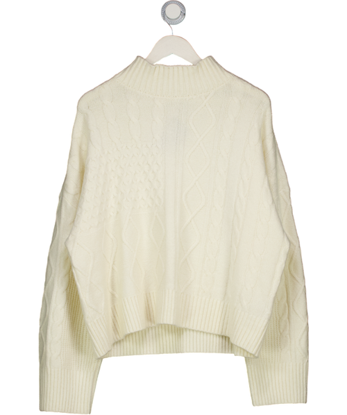 Abercrombie & Fitch Cream Easy Cable-knit Mockneck Sweater UK XL