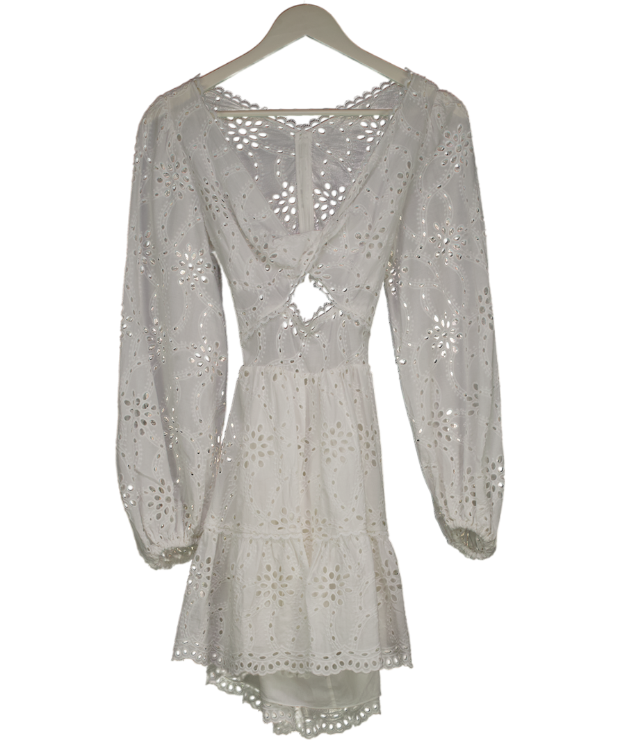 Alexandra Miro White Mariah Mini Dress - Pizzo Sangallo UK M
