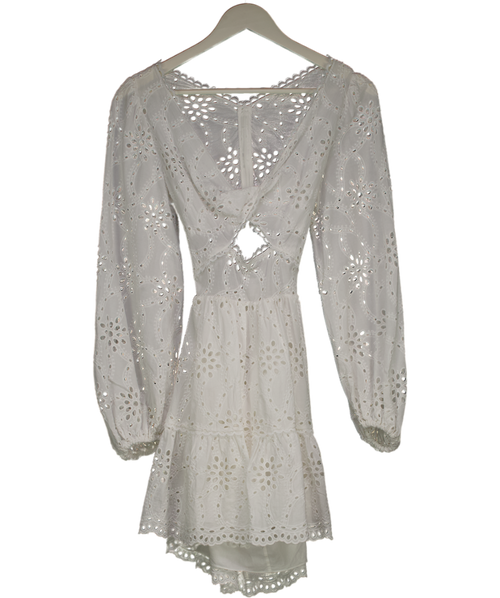 Alexandra Miro White Mariah Mini Dress - Pizzo Sangallo UK M