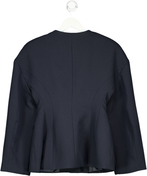 ASOS Blue Collarless Cinch Waist Blazer In Navy UK 8