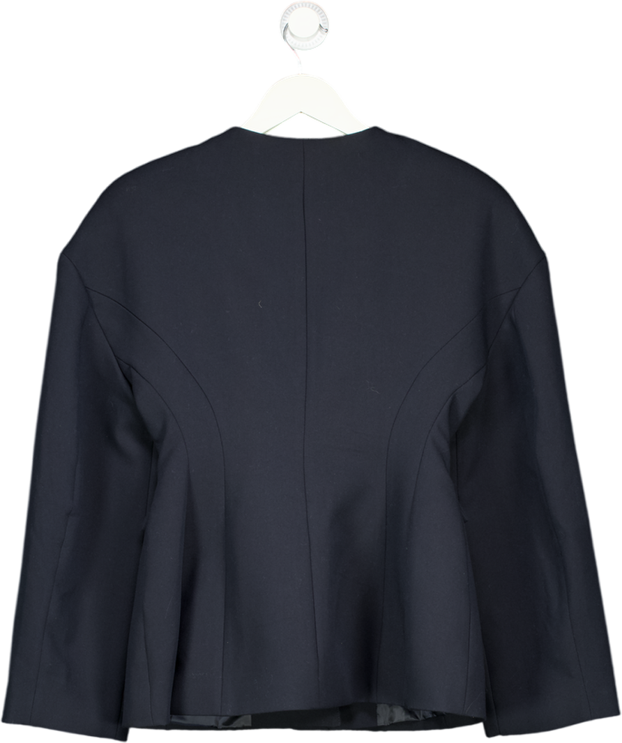 ASOS Blue Collarless Cinch Waist Blazer In Navy UK 8